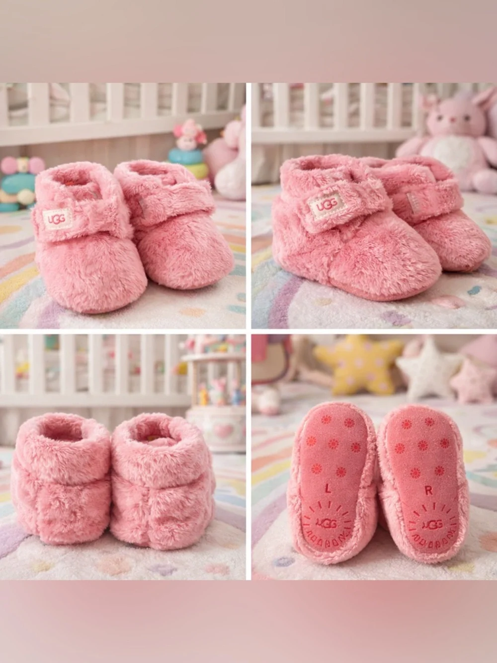 UGG Pink Bixbee Infant Booties – Size 2/3 (6–12 Months)